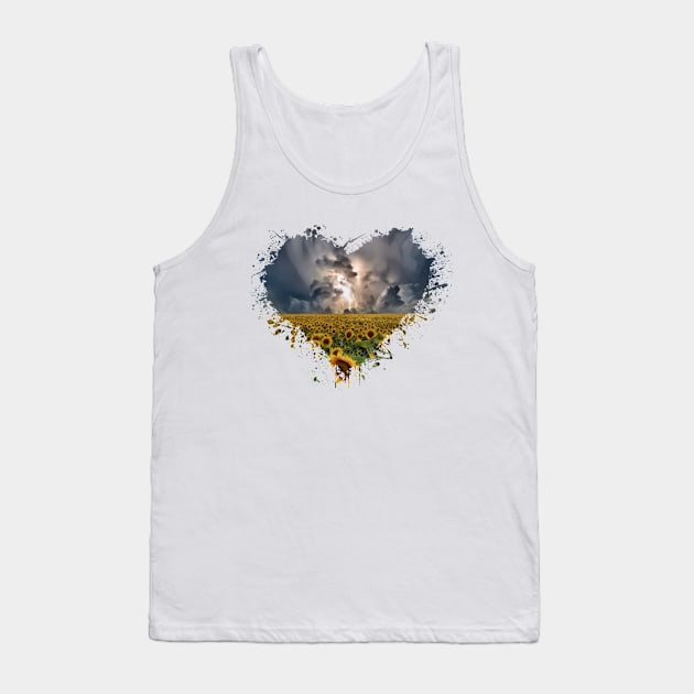 Sunflower Storm Heart Tank Top by PhotoArts